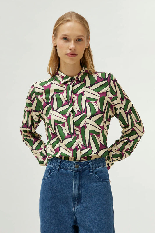 Camisa estampado geométrico verde